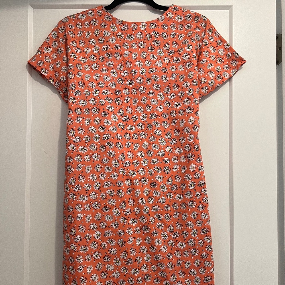 Women Mango coral/peach daisy print cotton dress size small/4